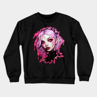 Pink Cyber Goth Girl Crewneck Sweatshirt